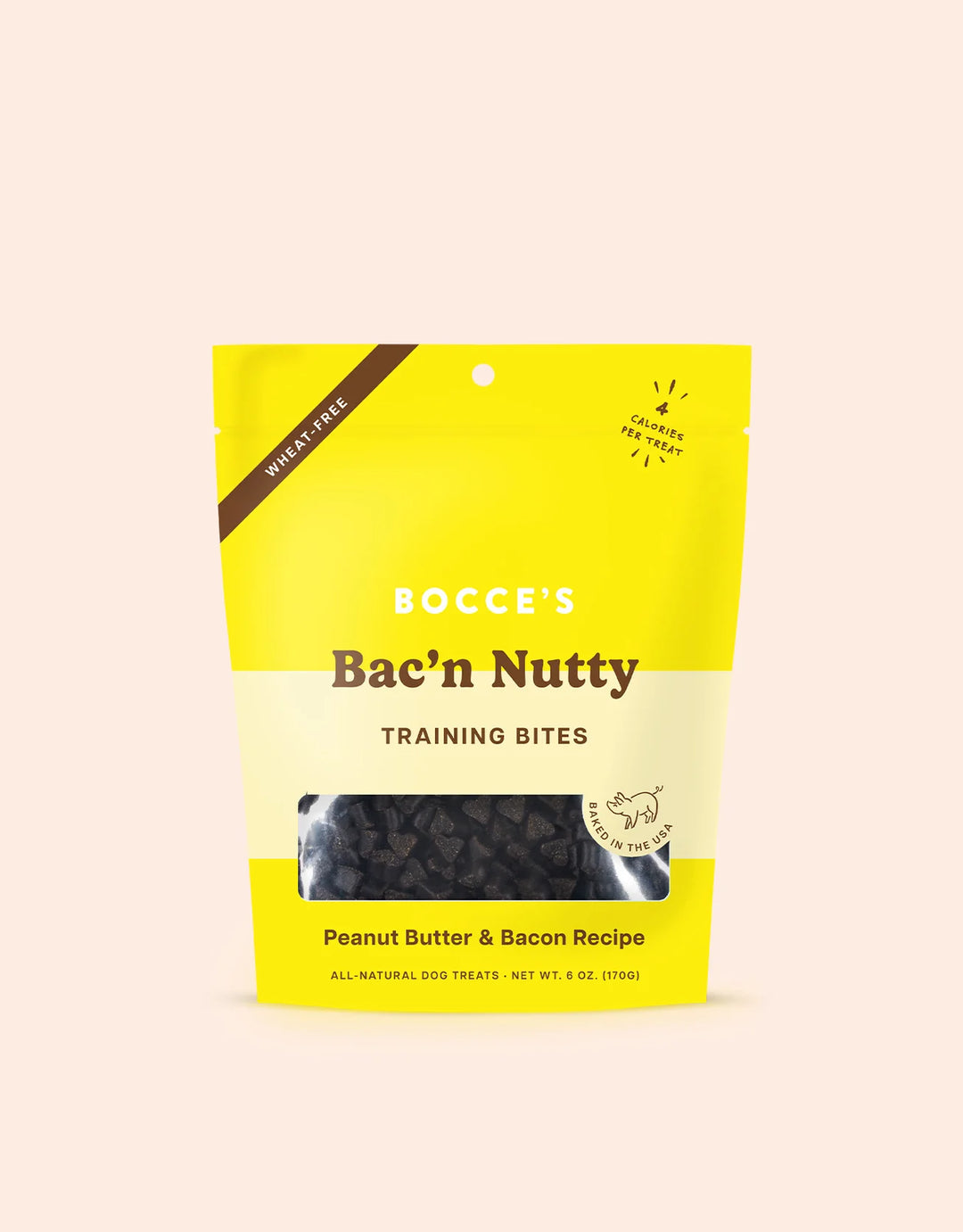 Bocce's Bakery Bac'n Nutty Peanut Butter & Bacon Recipe Training Bites for Dogs 6oz