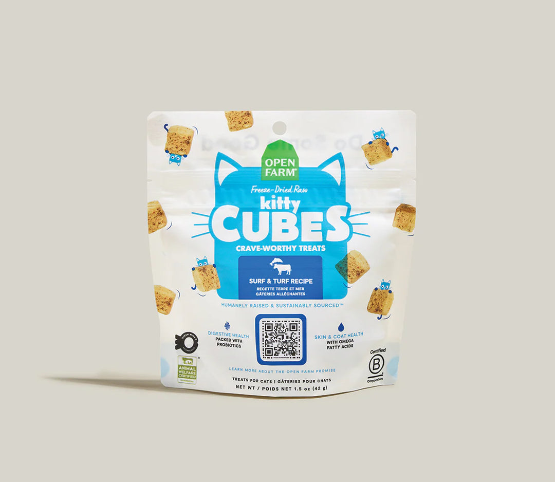 Open Farm Freeze-Dried Raw Kitty Cubes Surf & Turf Recipe Cat Treats 1.5oz