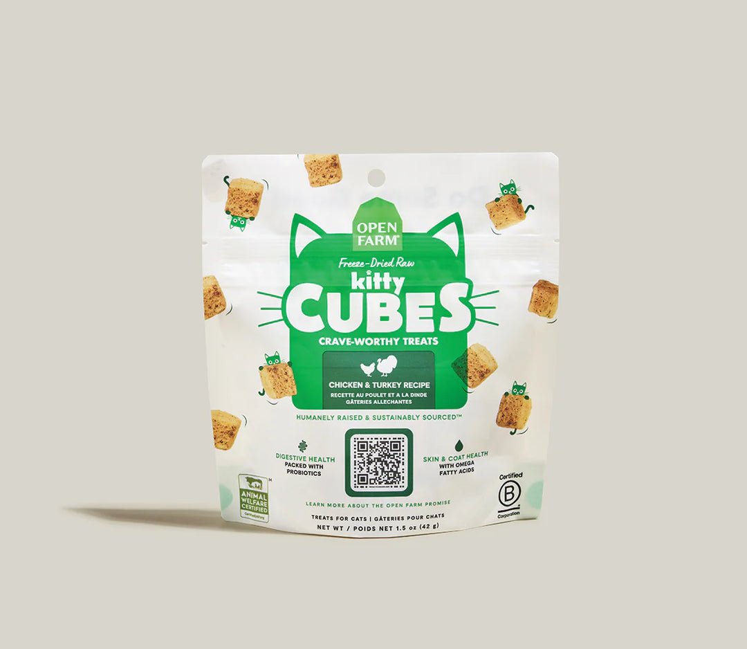 Open Farm Freeze-Dried Raw Kitty Cubes Chicken & Turkey Recipe Cat Treats 1.5oz