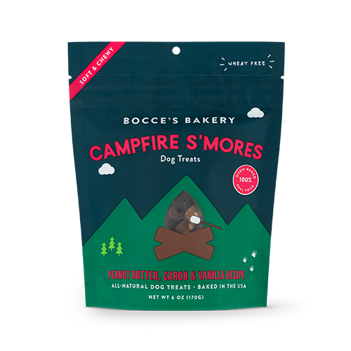 Bocce's Bakery Campfire S'mores Peanut Butter, Carob & Vanilla Recipe Dog Treats 6oz