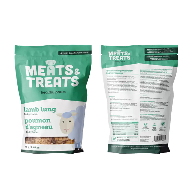 Healthy Paws Meats & Treats Dehydrated Lamb Lung 75g