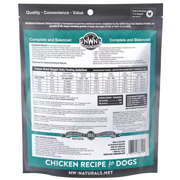 Northwest Naturals Freeze-dried Dog Chicken Nuggets 340g