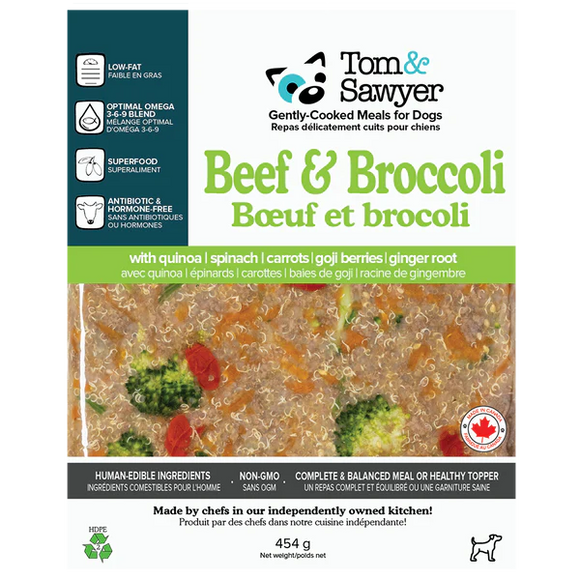 Tom&Sawyer Beef & Broccoli Gently-Cooked Frozen Meals for Dogs 454g