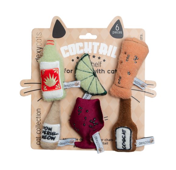 Dexypaws Plush Cat Toys - Cocktail 6pc