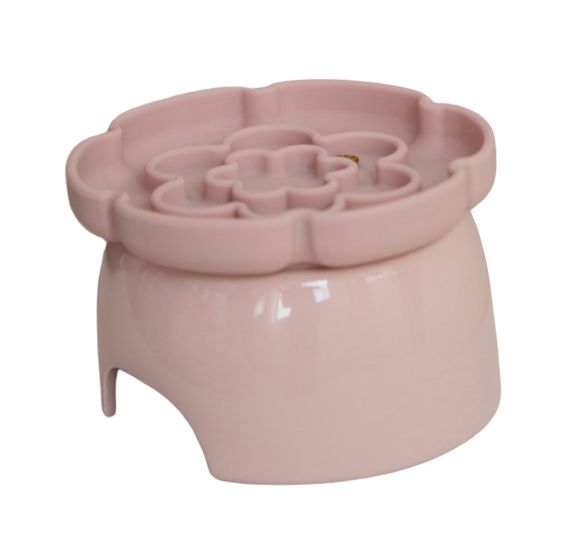 Dexypaws Raised Ceramic Cat Bowl with Slow Feeder Pink