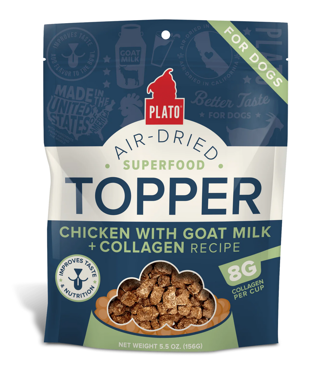 Plato Pet Treats Food Topper Chicken with Goat Milk & Collagen 156g