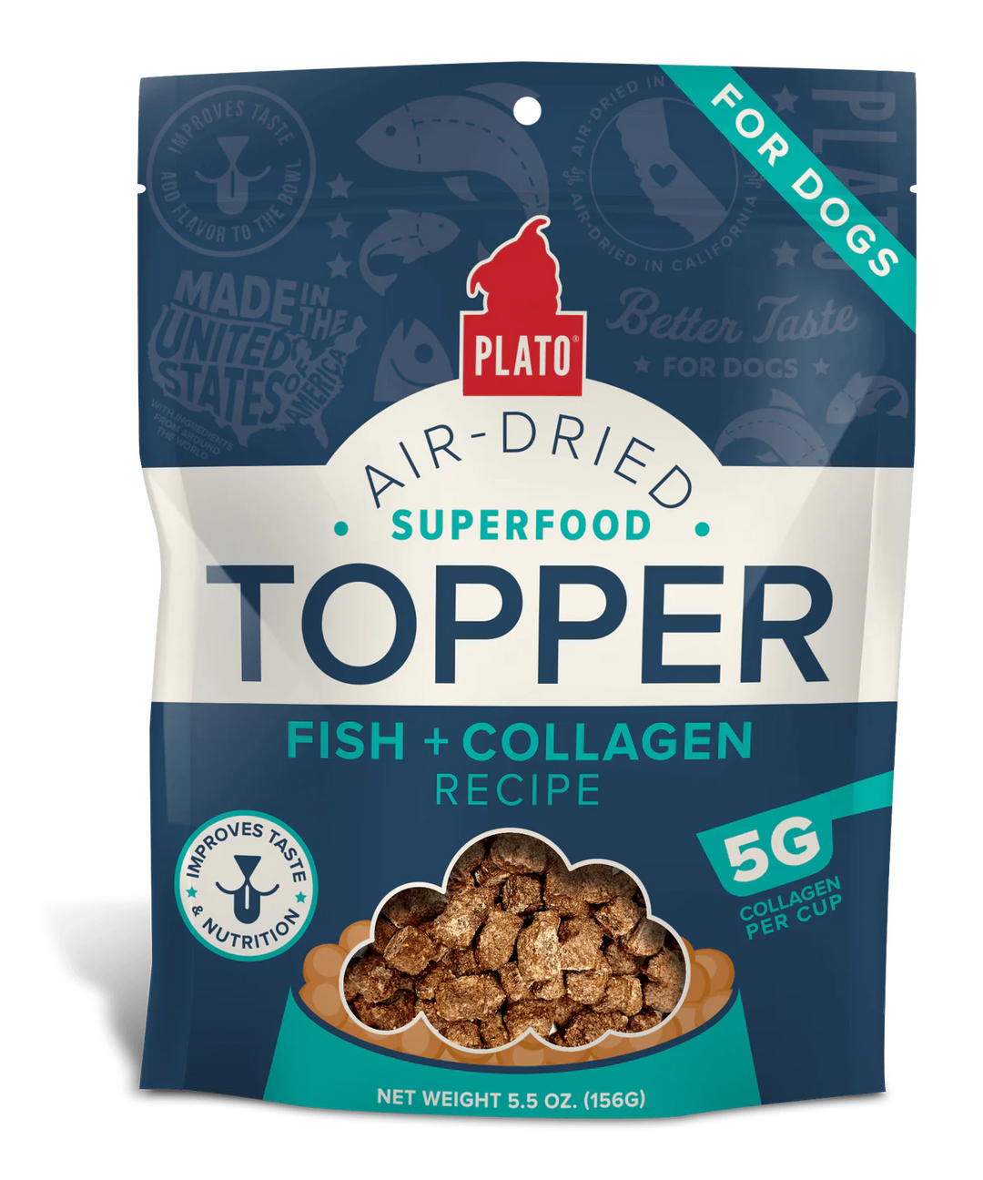 Plato Pet Treats Food Topper Fish and Collagen 156g