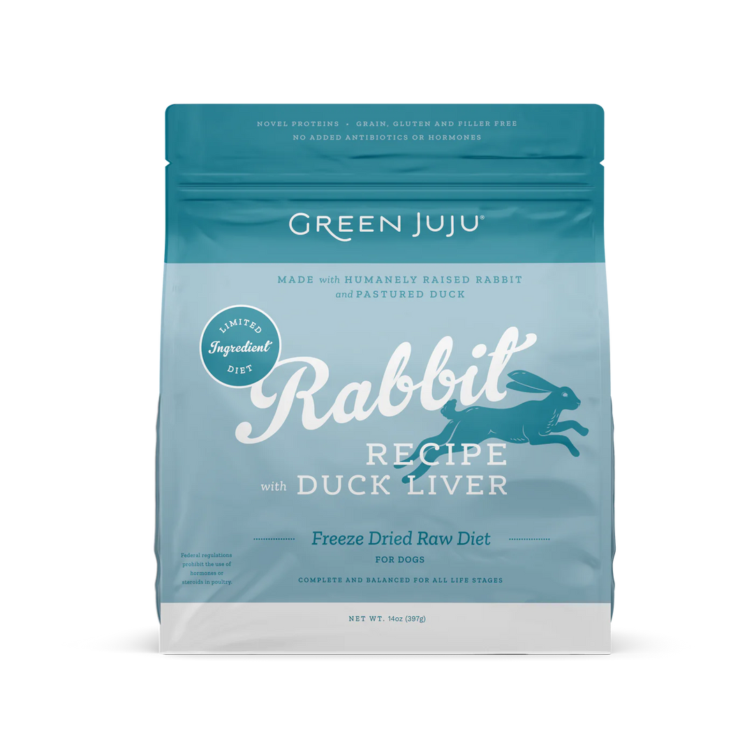 Green Juju Dog Freeze Dried Raw Rabbit w/ Duck Liver 397g