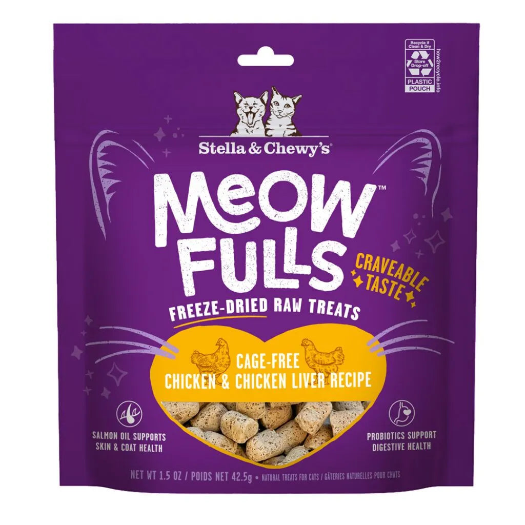 Stella & Chewy's Meowfulls Cage-Free Chicken Freeze-Dried Raw Cat Treats 1.5oz