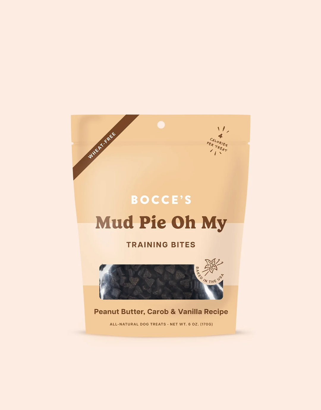 Bocce's Bakery Mud Pie Oh My Peanut Butter, Carob & Vanilla Recipe Training Bites for Dogs 6oz