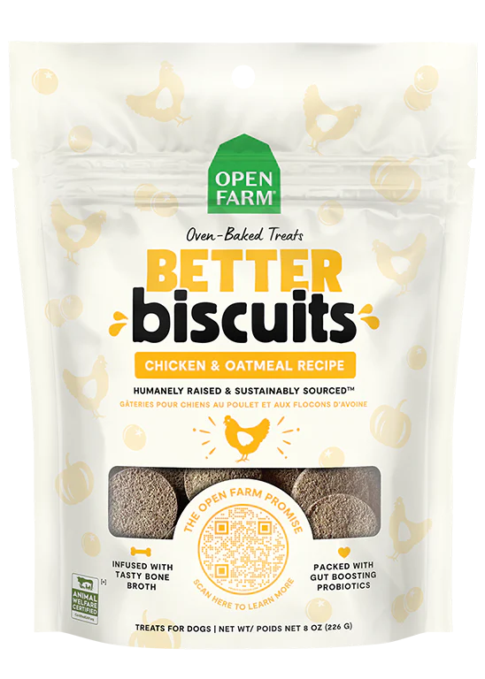 Open Farm Better Biscuits Chicken & Oatmeal Recipe Dog Treats 8oz