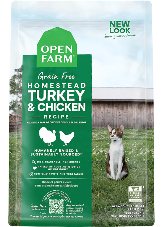 Open Farm Homestead Turkey & Chicken Dry Cat Food 4 lb