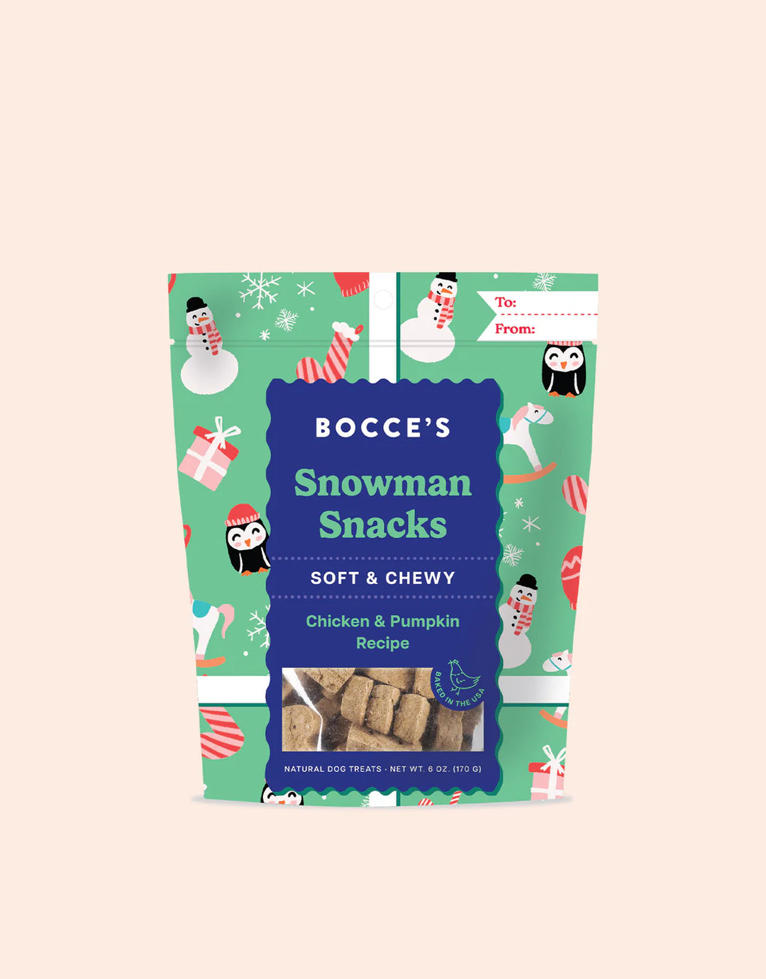 Bocce's Bakery HOLIDAY Snowman Snacks, Chicken & Pumpkin Recipe Soft & Chewy Dog Treats 6oz 134-53073