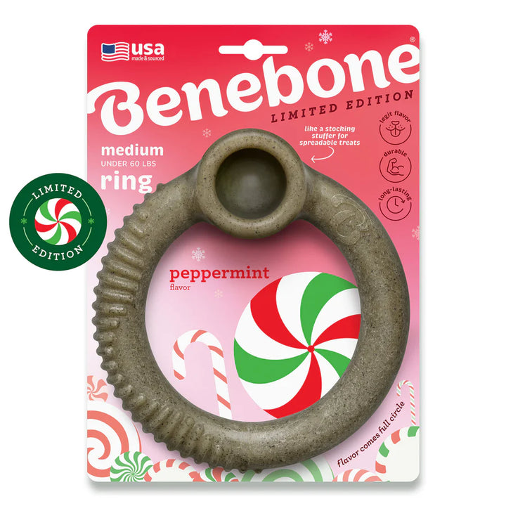 Benebone HOLIDAY Limited Edition Peppermint Ring Medium Dog Toy