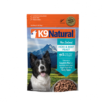 K9 Natural Hoki & Beef Feast Freeze-Dried Dog Food 500 gm