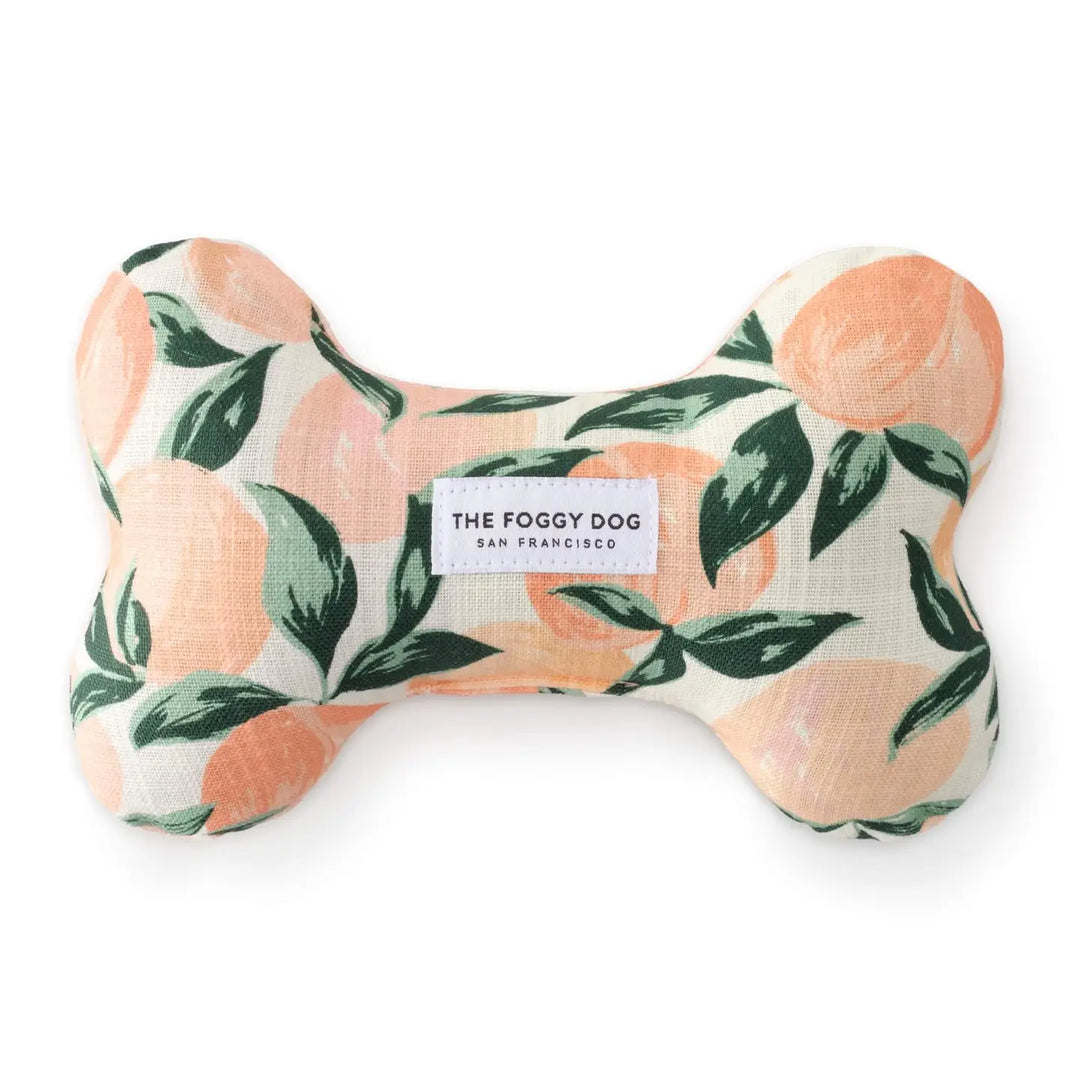 The Foggy Dog Peaches and Cream Dog Bone Squeaky Toy