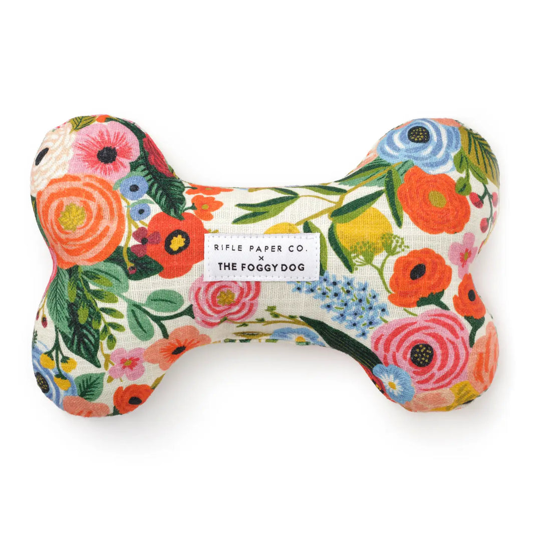 The Foggy Dog Rifle Paper Co. X Tfd Garden Party Dog Bone Squeaky Toy