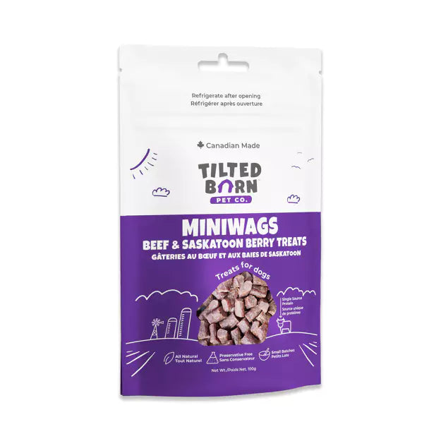 Tilted Barn Pet Co. Beef & Saskatoon Berry Mini Wags 100g