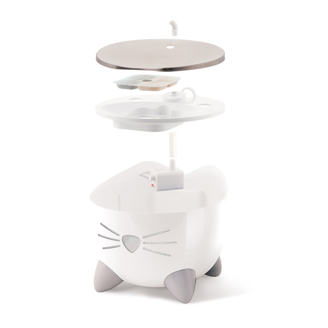 Catit PIXI Fountain - White with Stainless Steel Top - 2.5 L