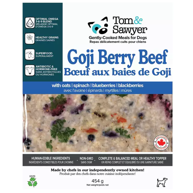 Tom&Sawyer Goji Berry Beef Gently Cooked Dog Meal 454g